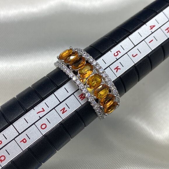 💛 925 Citrine & CZ Ring - Picture 5 of 5